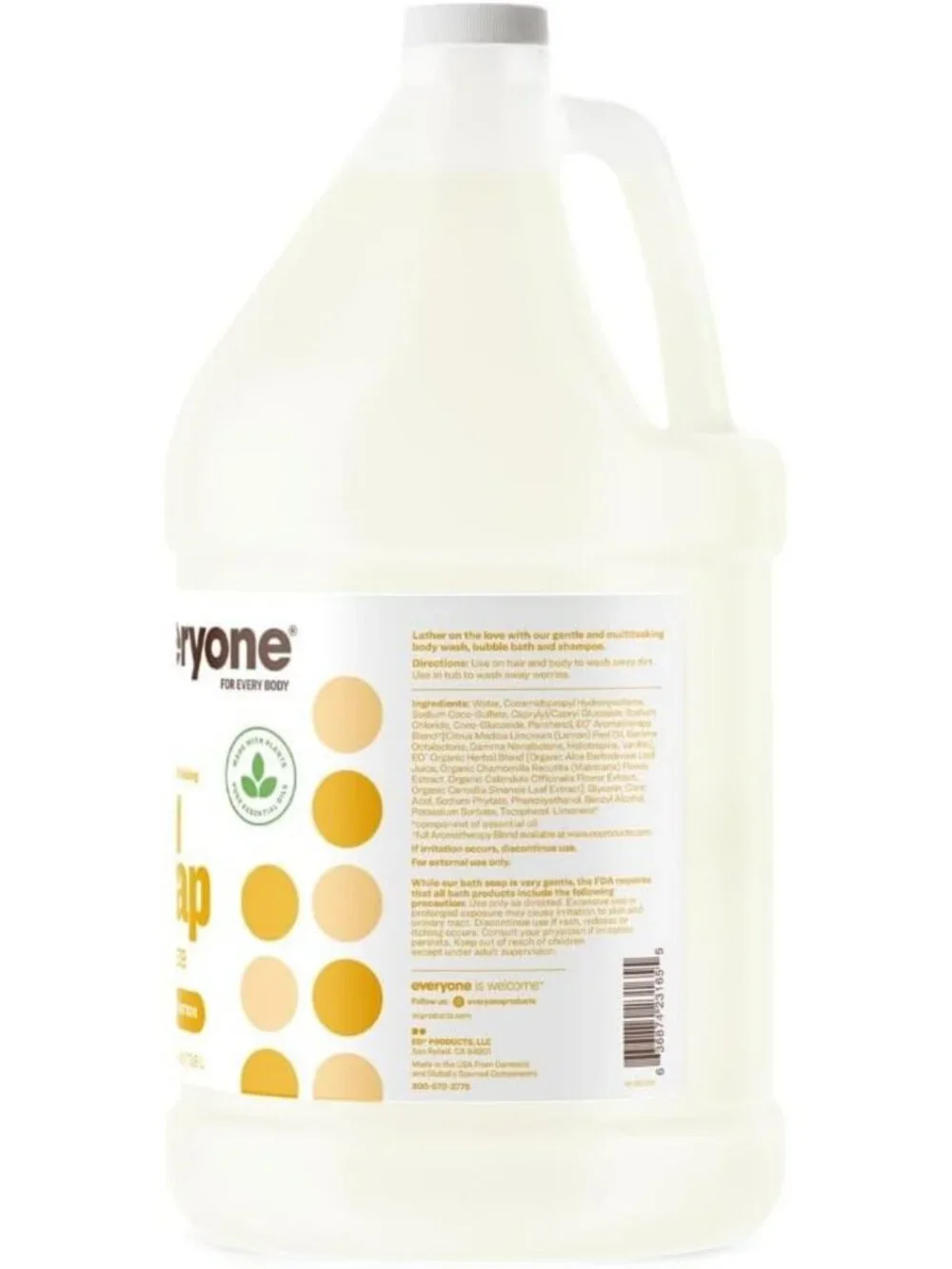 3-in-1 Body Wash, Shampoo & Bubble Bath - Coconut Lemon Scent, 1 Gallon